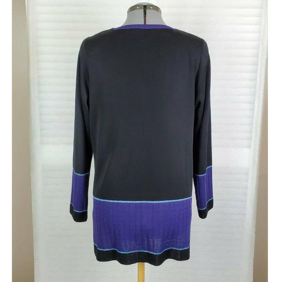 LAST CHANCE Vtg MISOOK Color Block Black Button Cardigan L - Picture 3 of 10